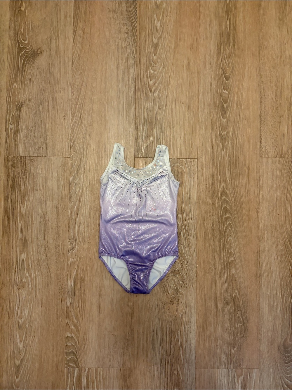 Girls Purple Ombre Tank Swimsuit with Rhinestone Detail